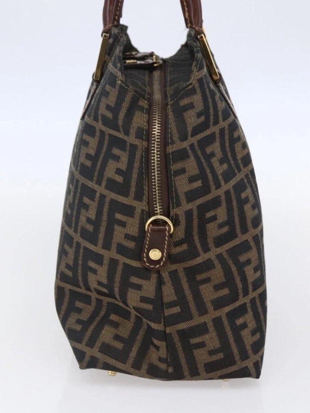 FENDI Zucca Canvas Mamma Baguette Hand Bag Black Brown Silver - Picture 5 of 16